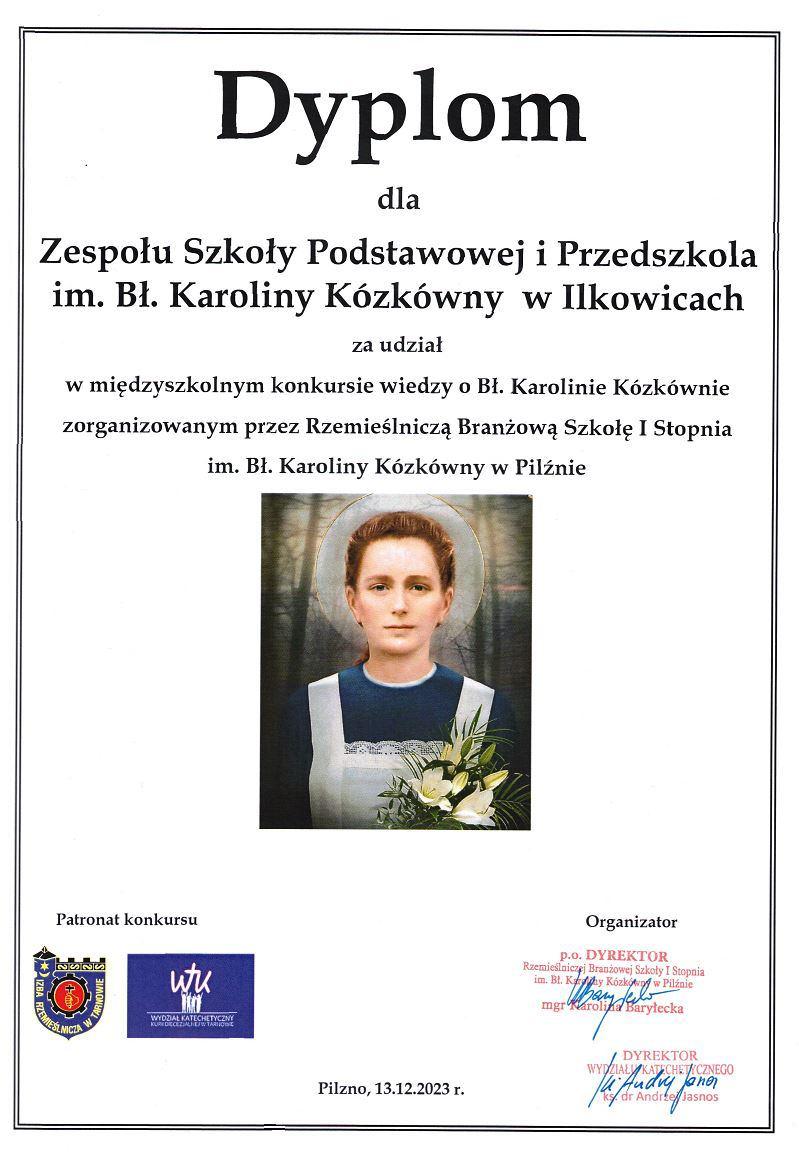 KONKURS WIEDZY O BŁ. KAROLINIE KÓZKÓWNIE