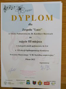 SUKCES NASZYCH UCZENNIC W OGÓLNOPOLSKIM KONKURSIE WOKALNYM